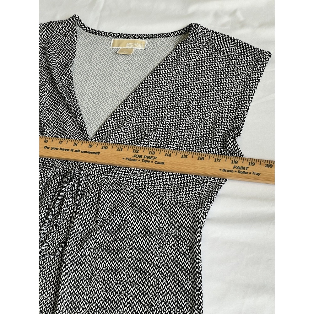 Michael Michael Kors Sleeveless Front Tie Blouse Black White Size M - Picture 4 of 8